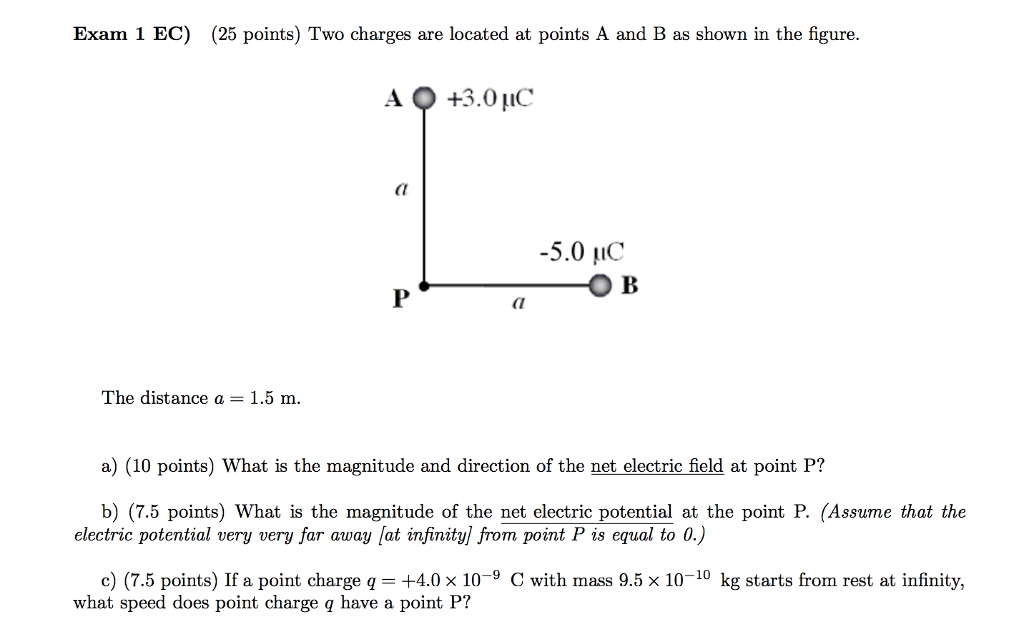 Solved Two charges are located at points A and B as shown in | Chegg.com