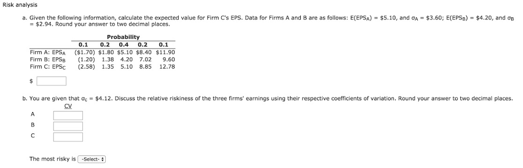 Solved Risk Analysis A. Given The Following Information, | Chegg.com