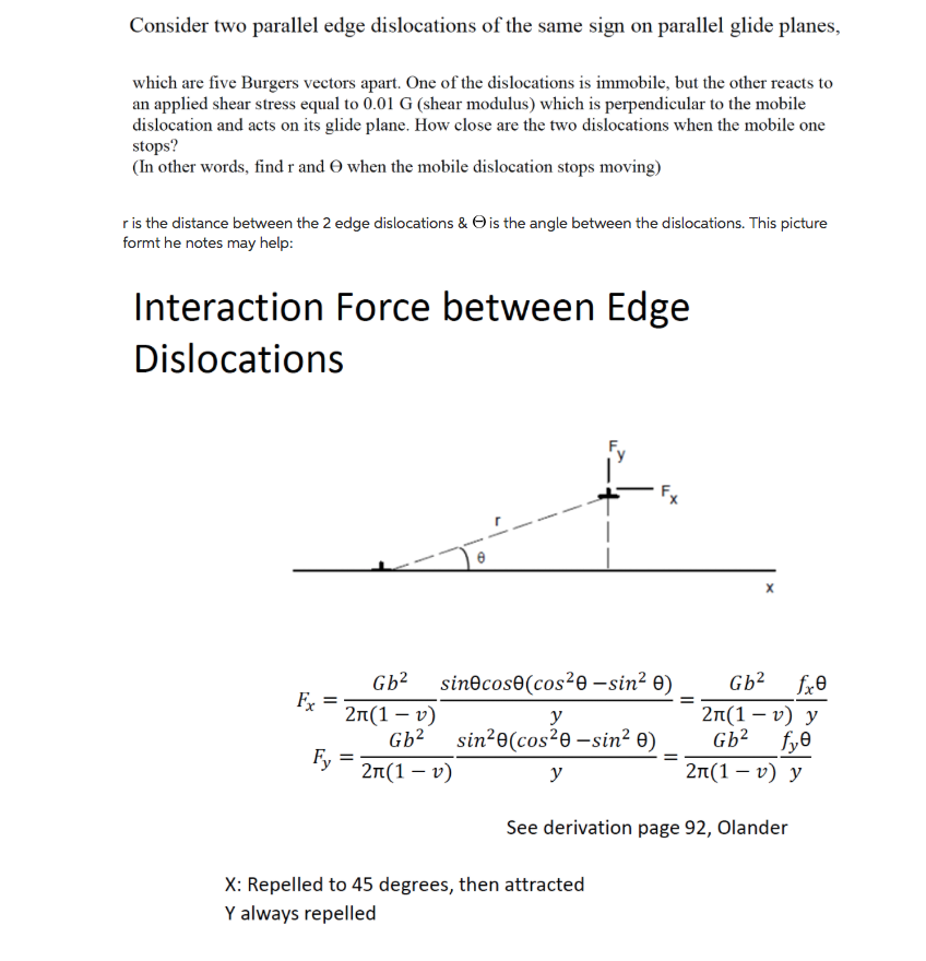 Consider two parallel edge dislocations of the same