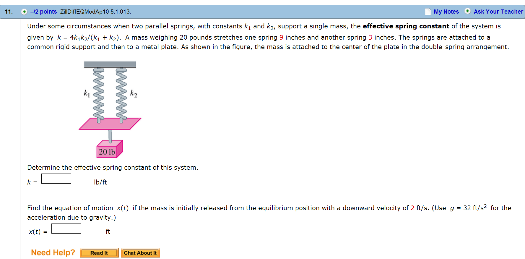 Solved Under some circumstances when two parallel springs, | Chegg.com