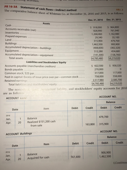 Solved B Activities. PR 16-3A Statement Of Cash Flows | Chegg.com