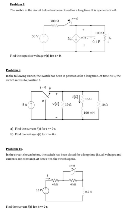 Solved The switch in the circuit below has been closed for a | Chegg.com