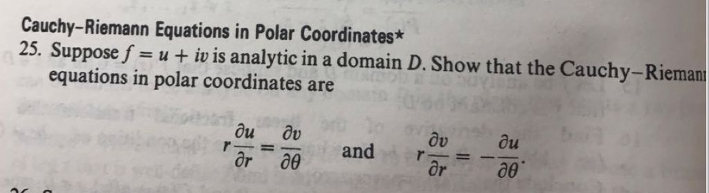 Solved Cauchy-Riemann Equations in Polar Coordinates* | Chegg.com