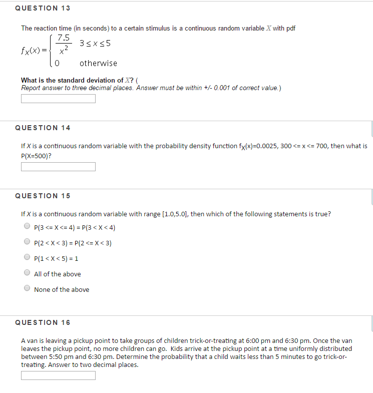 Solved The reaction time (in seconds) to a certain stimulus | Chegg.com