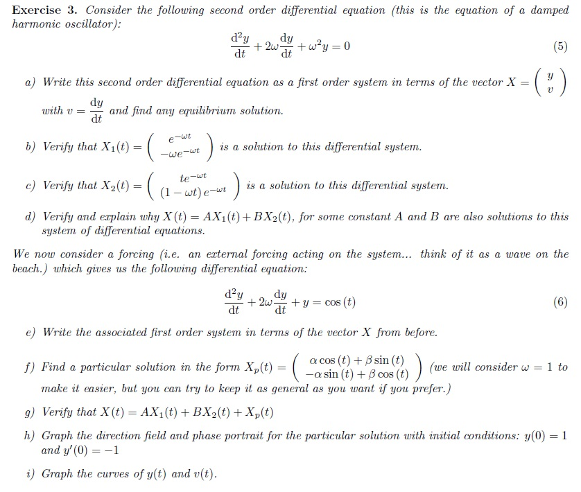 Solved Consider the following second order differential | Chegg.com