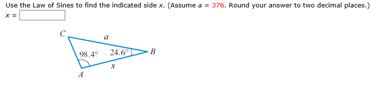 solved-use-the-law-of-sines-to-find-indicated-side-x-chegg