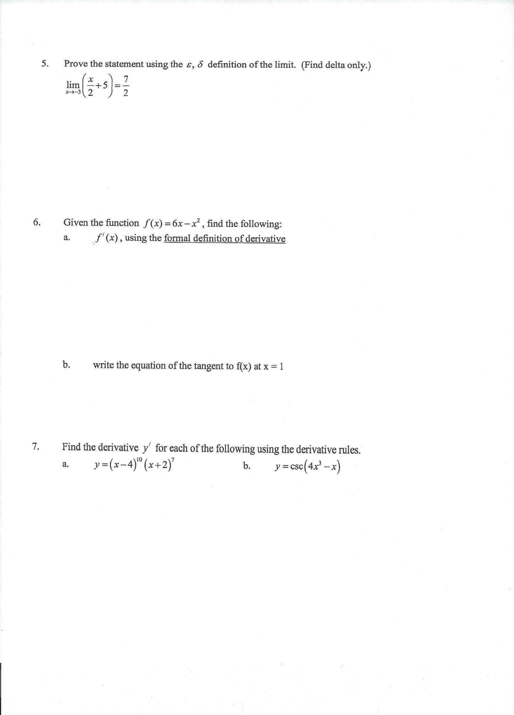 Solved Prove the statement using the epsilon, delta | Chegg.com