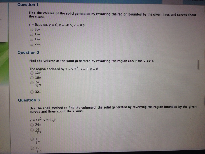 Solved Find the volume of the solid generated by revolving | Chegg.com
