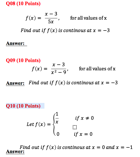 Solved Q08 (10 Points) for all values ofx 5x Find out if f | Chegg.com