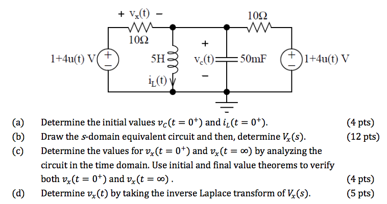 Solved Determine the initial values v_c(t = 0^+) and i_L(t = | Chegg.com