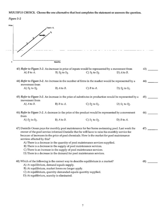 Solved An increase in price of inputs would be represented