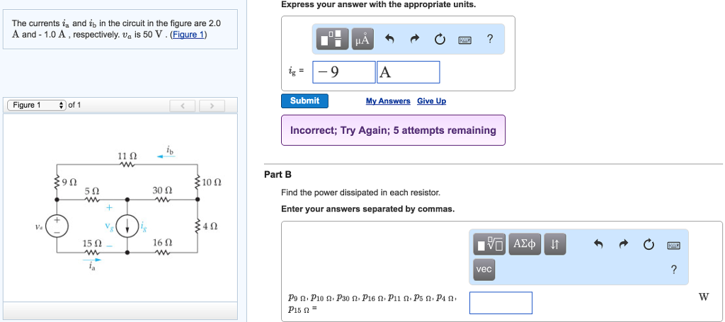 Solved The Currents Ia And Ib In The Circuit In The Figure | Chegg.com