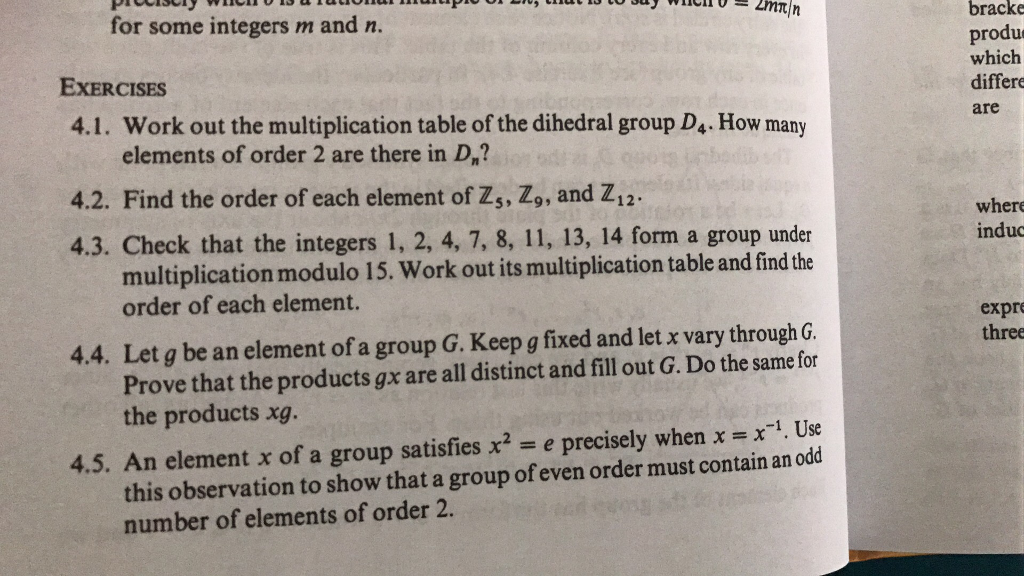 Solved Work out the multiplication table of the dihedral