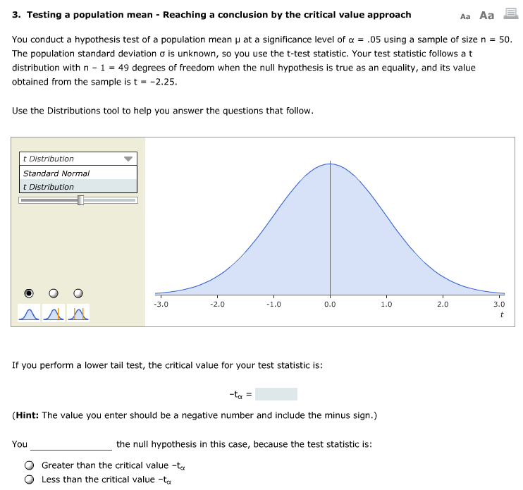 Solved You Conduct A Hypothesis Test Of A Population Mean Mu Chegg