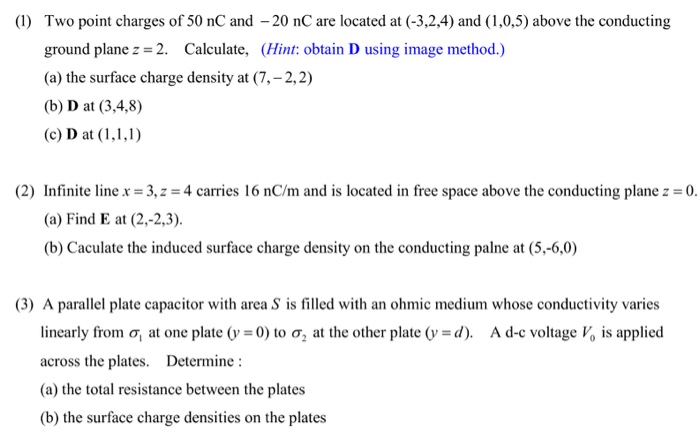 Solved Two point charges of 50 nC and - 20 nC are located at | Chegg.com
