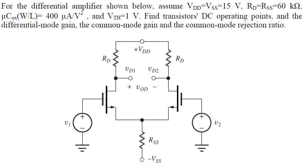 Differential gain and common mode gain of differential amplifier at