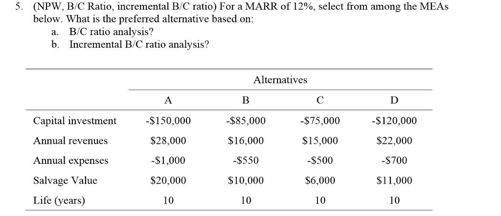 solved-5-npw-b-c-ratio-incremental-b-c-ratio-for-a-marr-chegg