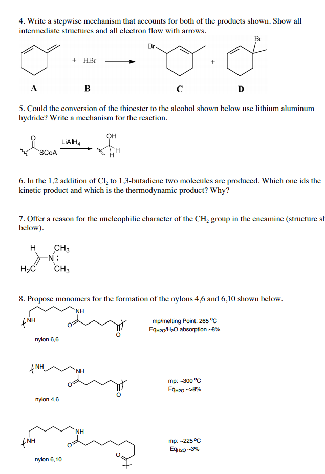 Solved 4. Write a stepwise mechanism that accounts for both | Chegg.com