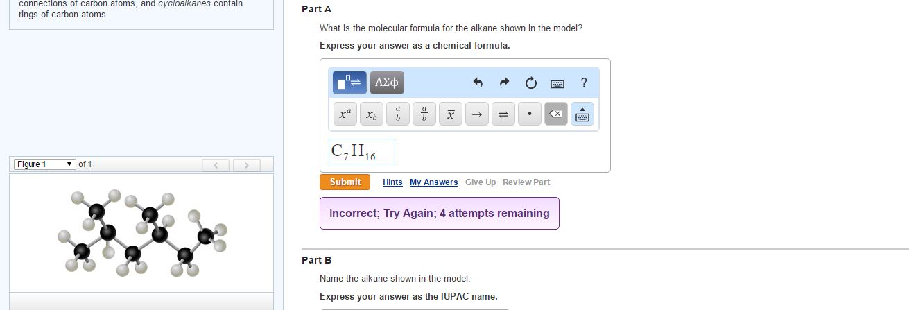 Solved Part A What Is The Molecular Formula For The Alkane 9468