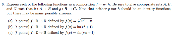 Solved 6. Express each of the following functions as a | Chegg.com