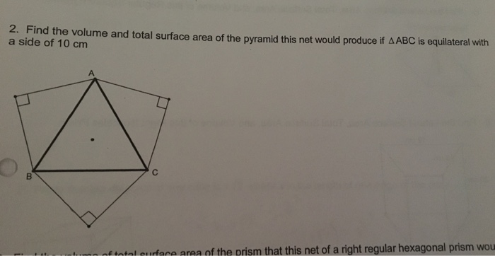 Solved 2. the volume and total surface area of the pyramid | Chegg.com