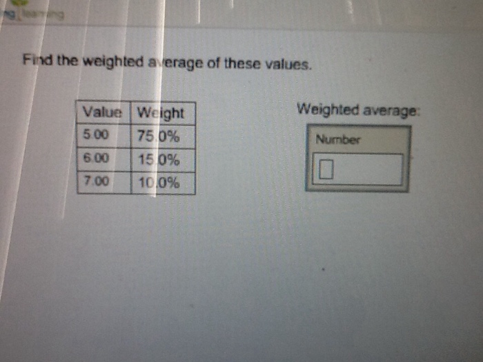 Solved Find The Weighted Average Of These Values Values. | Chegg.com