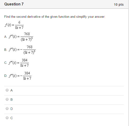 Solved Find The Second Derivative Of The Given Function And 8347