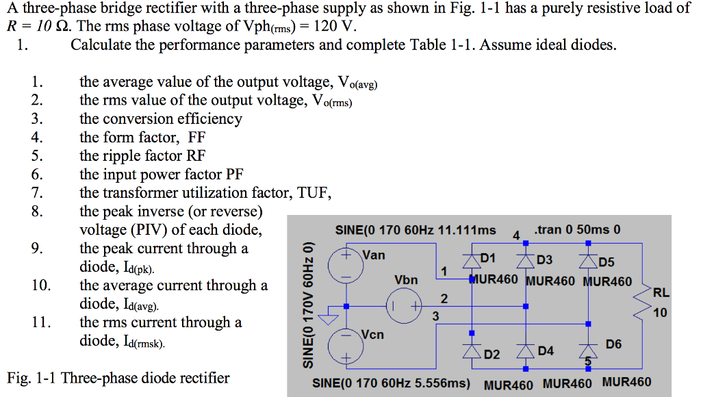 Solved A threephase bridge rectifier with a threephase
