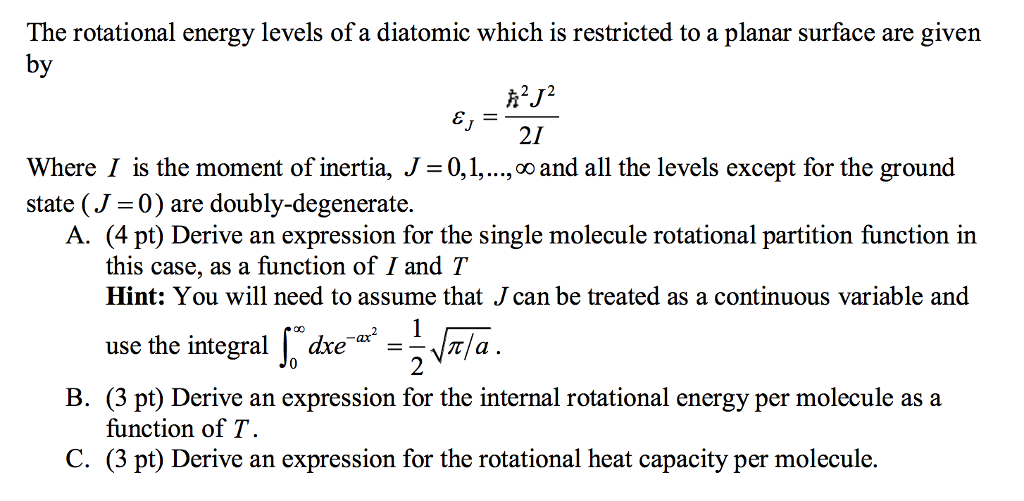 The Rotational Energy Levels Of A Diatomic Which Is | Chegg.com