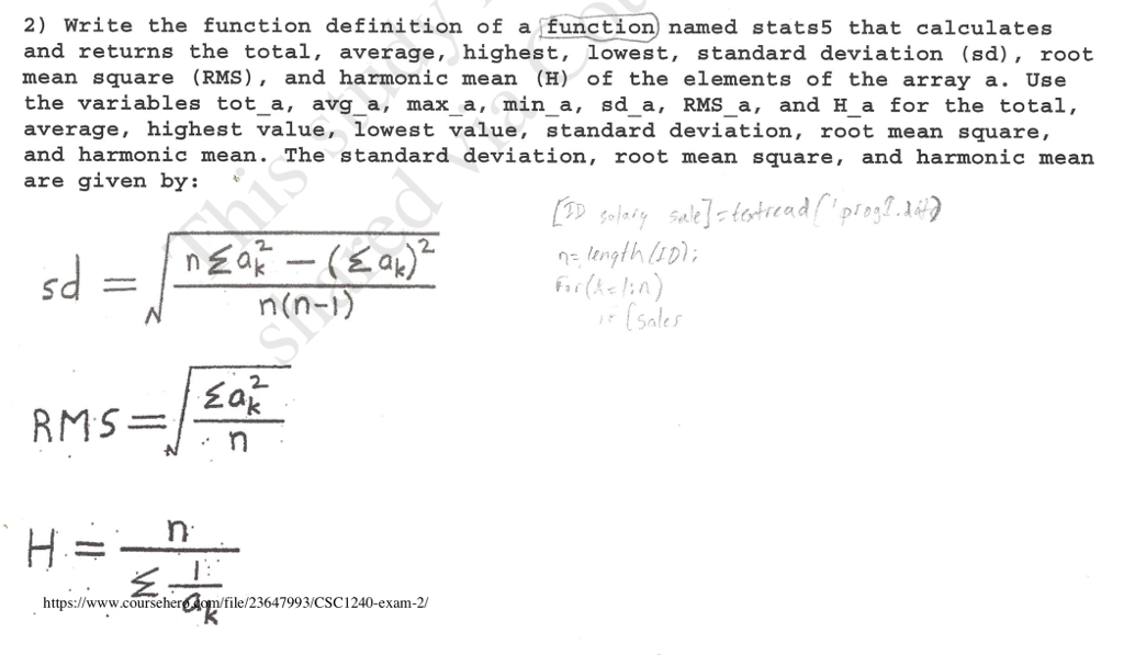 Solved 2) Write the function definition of a function) named | Chegg.com