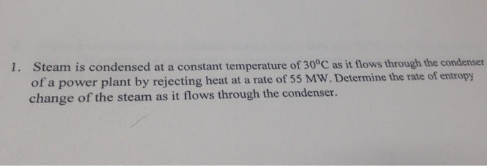 Solved Steam is condensed at a constant temperature of 30 | Chegg.com