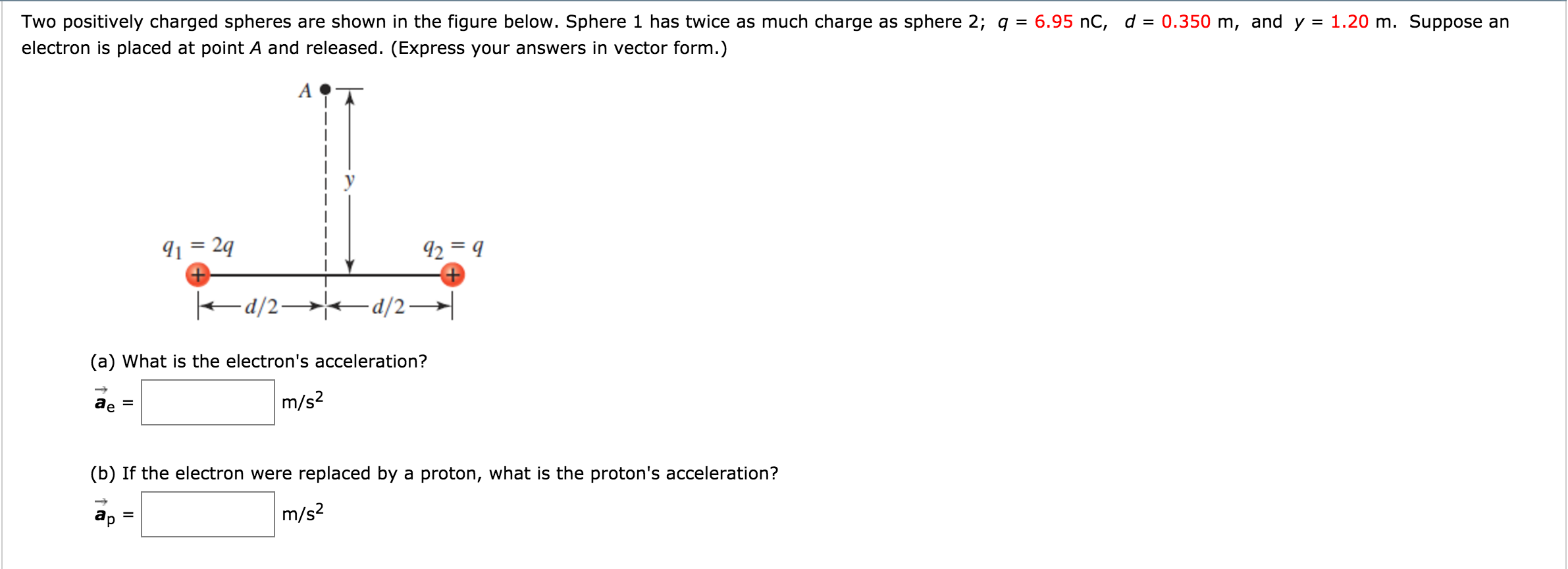 Solved Two Positively Charged Spheres Are Shown In The | Chegg.com