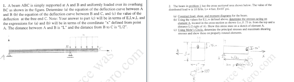Solved 1. A beam ABC is simply supported at A and B and | Chegg.com