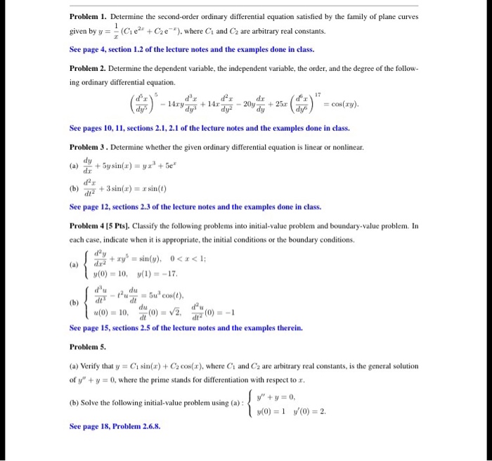 Solved Determine the second-order ordinary differential | Chegg.com