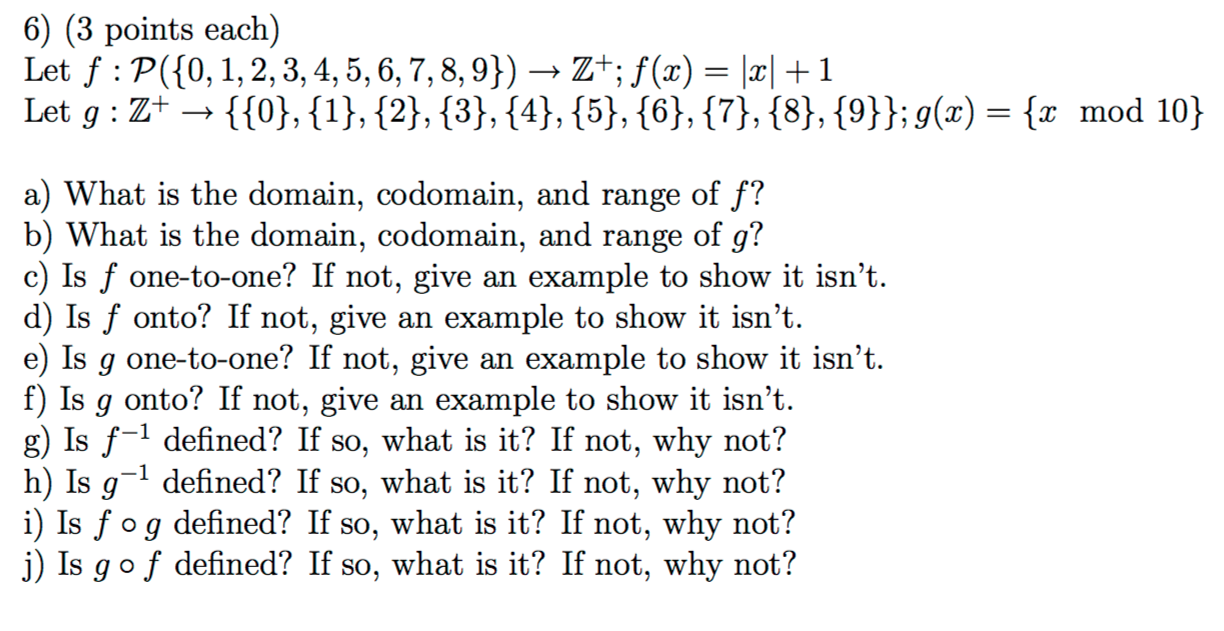 (3 points each) Let f : P ({0,1,2,3,4,5,6,7,8,9}) | Chegg.com