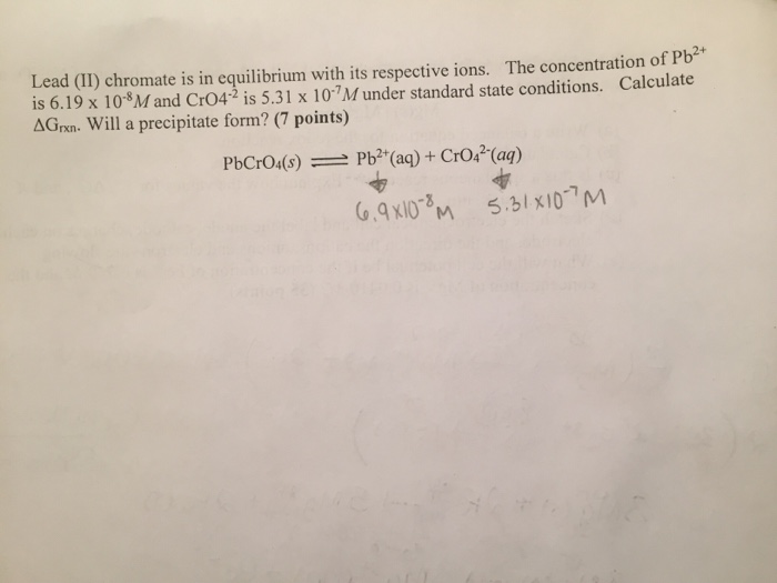 Solved Lead (ii) chromate is in equilibrium with ils