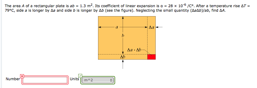 Solved The area A of a rectangular plate is ab = 1.3 m2. Its | Chegg.com