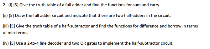 Solved Give the truth table of a full adder and find the | Chegg.com