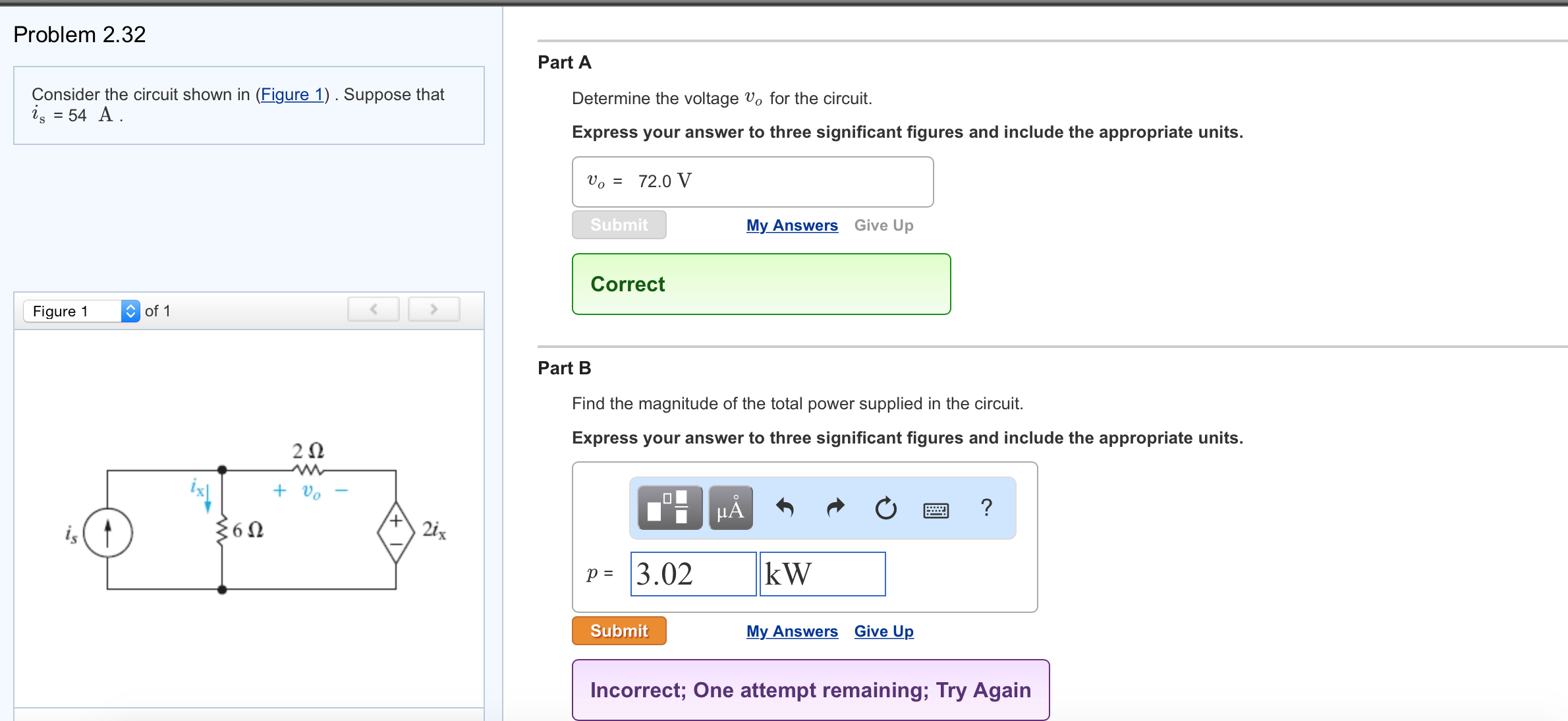 Solved Problem 2.32 Part A Consider the circuit shown in | Chegg.com