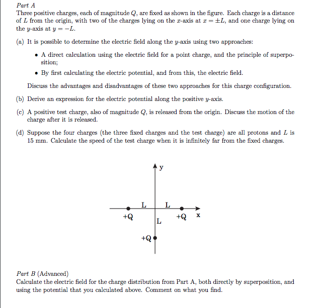 Solved Part A Three positive charges, each of magnitude Q, | Chegg.com