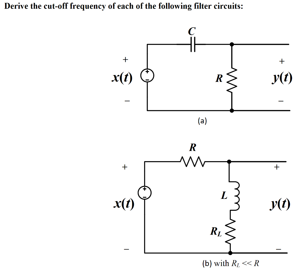 Solved Derive the cut-off frequency of each of the following | Chegg.com