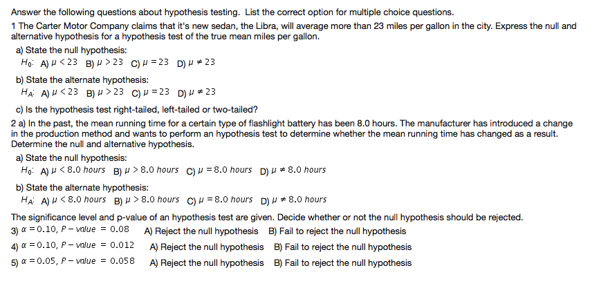 hypothesis and conclusion questions and answers