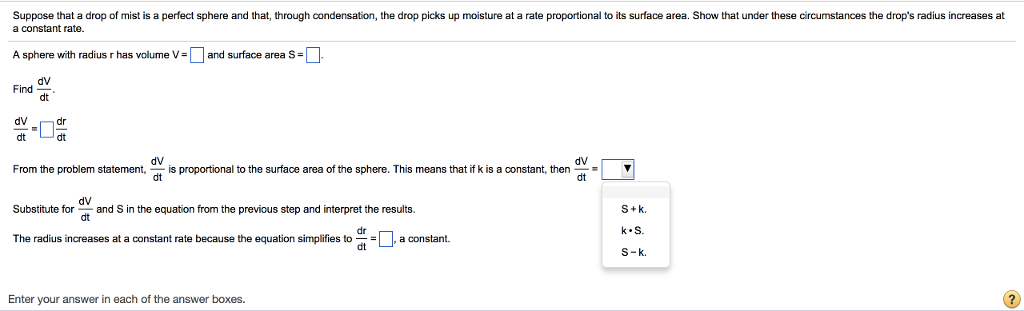 Solved Suppose that a drop of mist is a perfect sphere and | Chegg.com