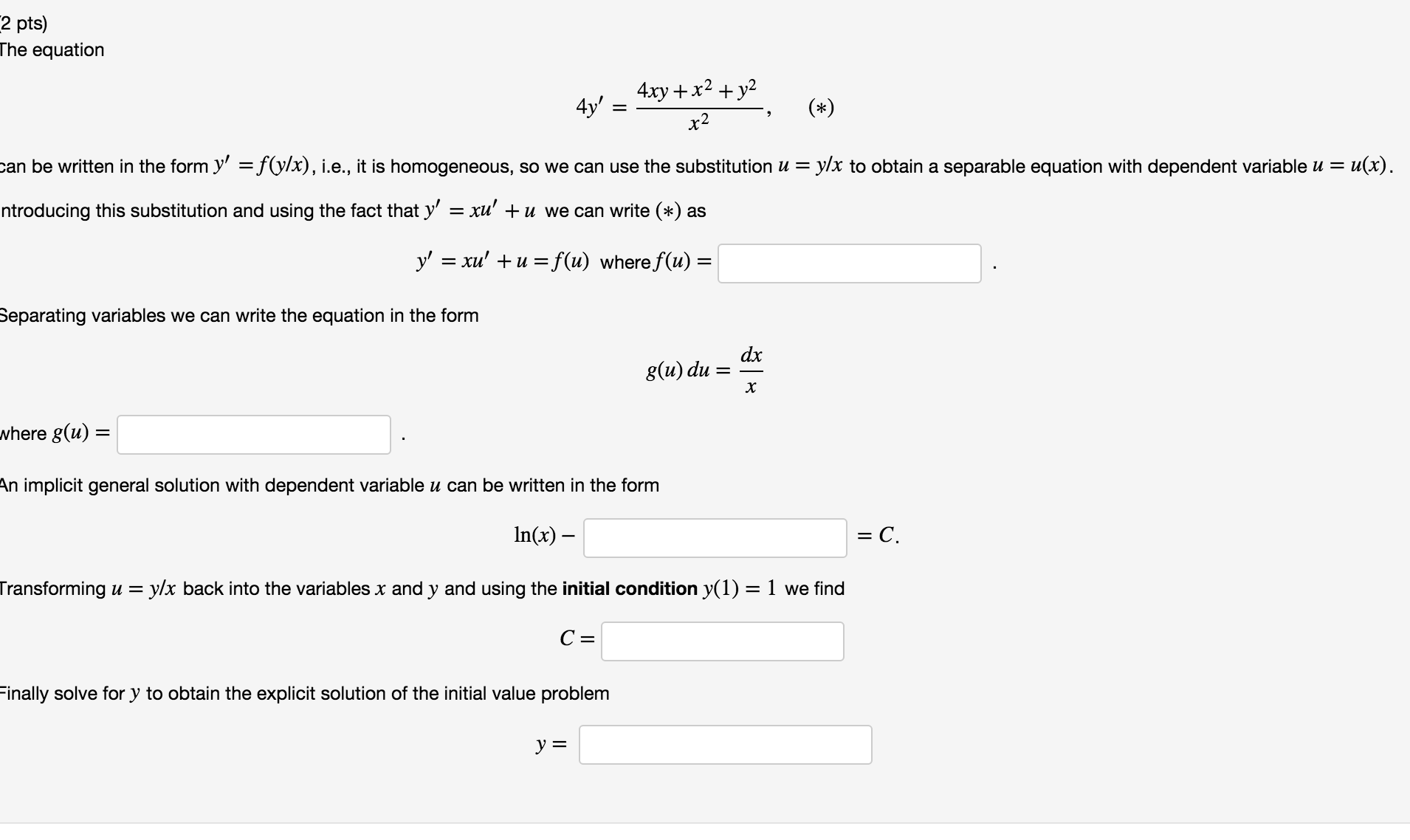 Solved The Equation 4y 4xy x 2 y 2 x 2 Can Be Written In Chegg