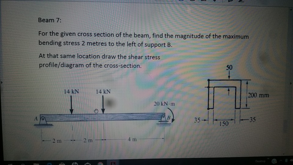 Solved Beam 7: For The Given Cross Section Of The Beam, Find | Chegg.com