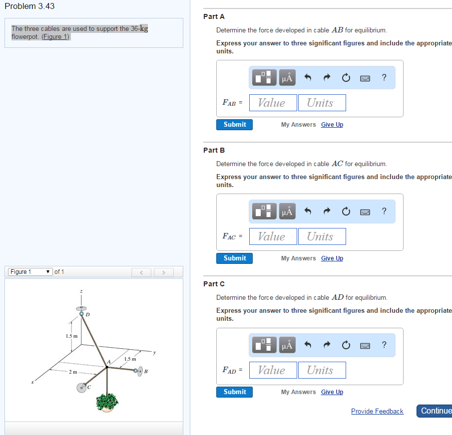 Solved The three cables are used to support the 36-kg | Chegg.com