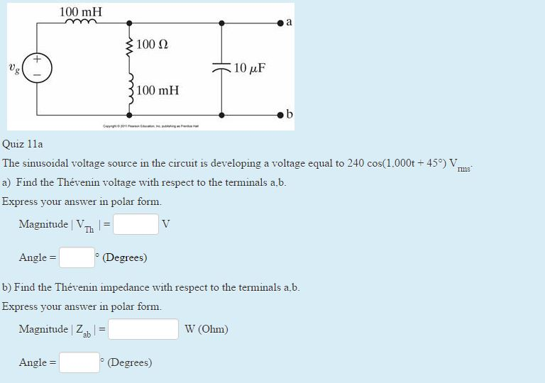 Solved The Sinusoidal Voltage Source In The Circuit Is | Chegg.com