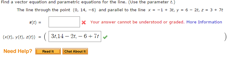 Solved Find a vector equation and parametric equations for | Chegg.com
