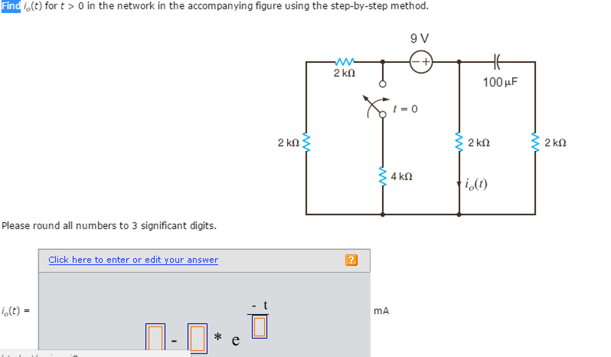 Solved Find Io T For T 0 In The Network In The