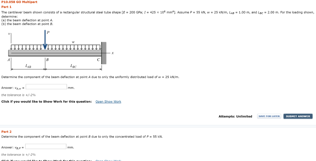 Solved P10.058 GO Multipart Part 1 The cantilever beam shown | Chegg.com